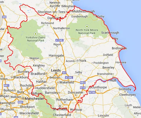 Map showing Bawcro Asbestos service areas across Yorkshire